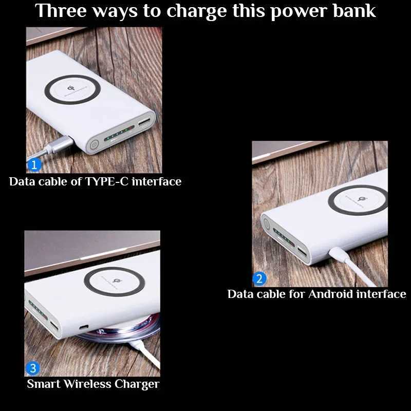 Cell Phone Power Banks 200000mAh New Wireless Power Bank Two-way Super Fast Charging Powerbank Portable Charger Type-c External Battery Pack for IPhone 2443