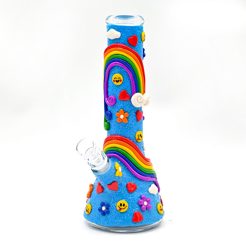 Polymer arcilla arcilla arcilla pipa de agua de vidrio, cachimba de vidrio, bong de vidrio, decoración de escritorio, adorno de artesanía para sala de estar festiva en el hogar, accesorios para fumar