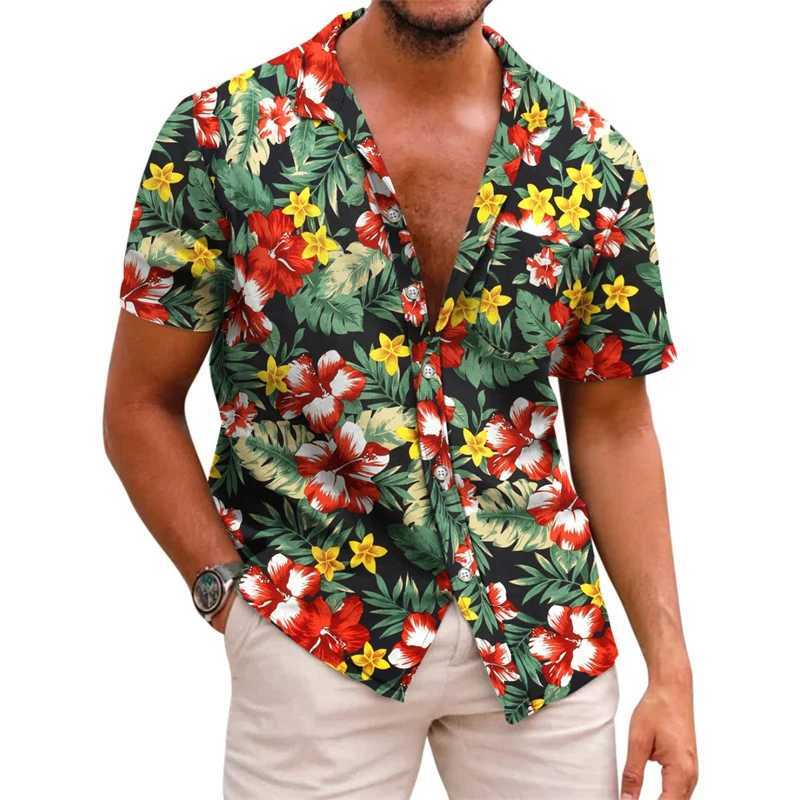 Herren-T-Shirts Herren Shirt Lapel Sommer kurzärmelig Hawaiian Personalisiertes Muster 3D-Druck Täglicher Freizeiturlaub Komfortable Design 2443