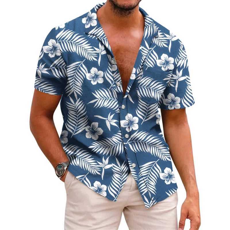 Herren-T-Shirts Herren Shirt Lapel Sommer kurzärmelig Hawaiian Personalisiertes Muster 3D-Druck Täglicher Freizeiturlaub Komfortable Design 2443