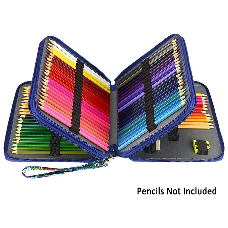 Väskor 120 slots färgade pennfodral Oxford tygen Penfodral med fackpennhållare för akvarellpennor