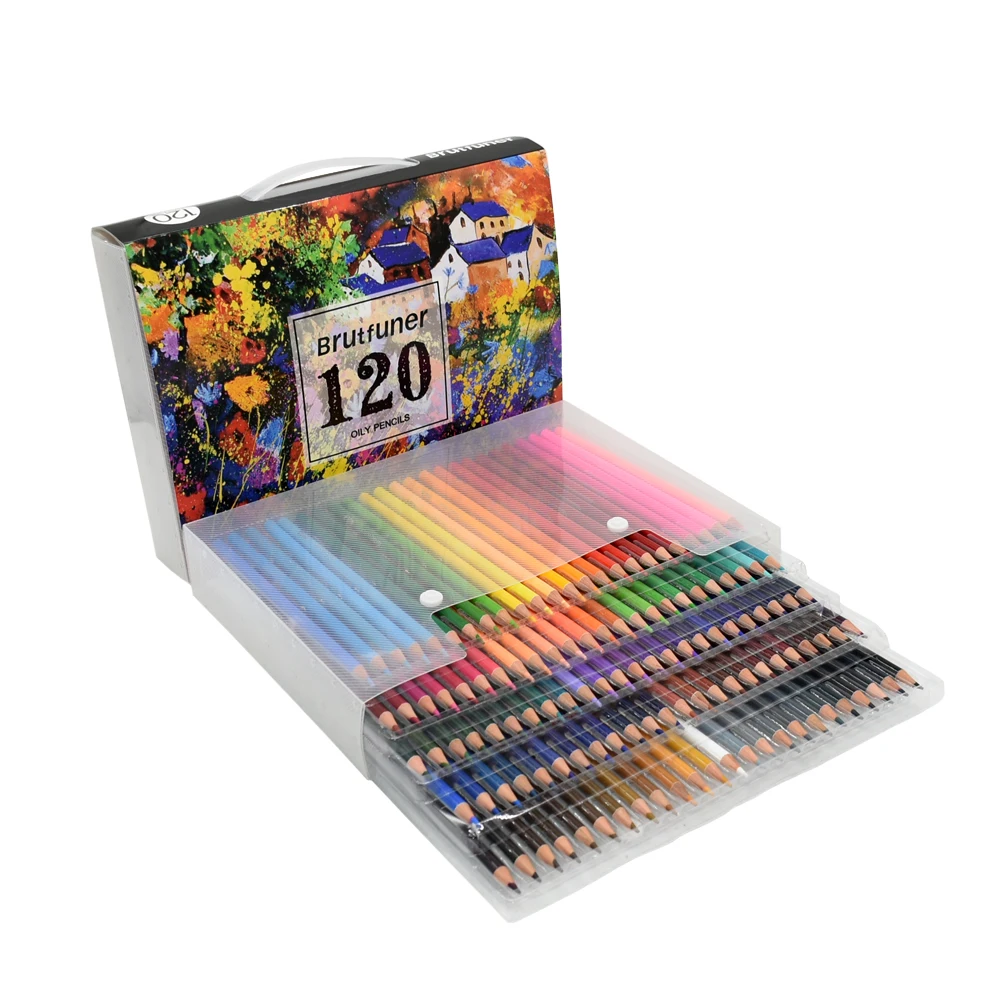 Crayons crayons professionnels de couleur huile 48/72/120/160 COULEUR COULEUR CURTS SET Artiste Dessin Sketch Crayon École