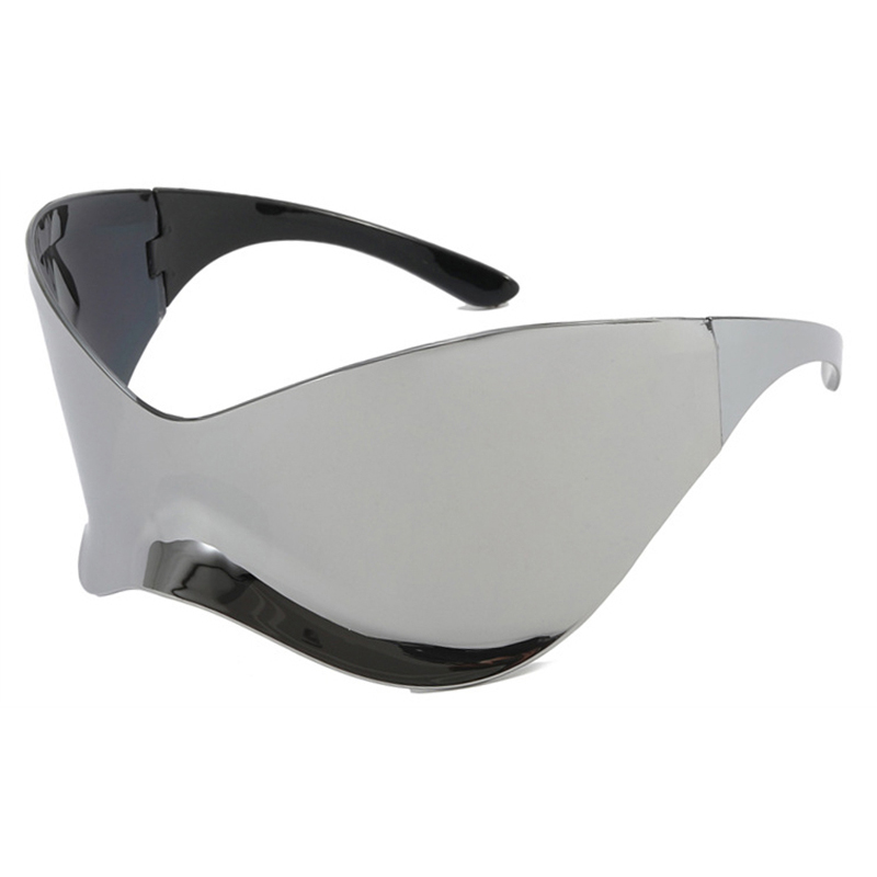 CB Y2K Gafas de sol futuristas Gafas de sol frescas para hombres Gafas de sol alienígenas Men de gran tamaño de una pieza Hip Hop Punk Soft Shades Cavallo Bianco