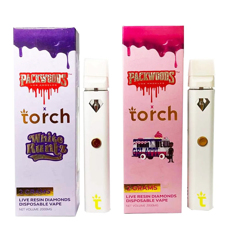 Packwoods x Torch Diamond Vapes Wholesale E Cigarettes Rechargeables Pens jetables Type C 2 ml Disposable Vape stylo Dispositif épais