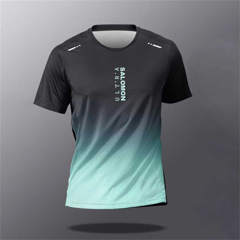 T-shirts masculins T-shirt imprimé dégradé de mode pour hommes Summer Soufflent à manches courtes Tops extérieurs Run Fitness Sports T-shirt