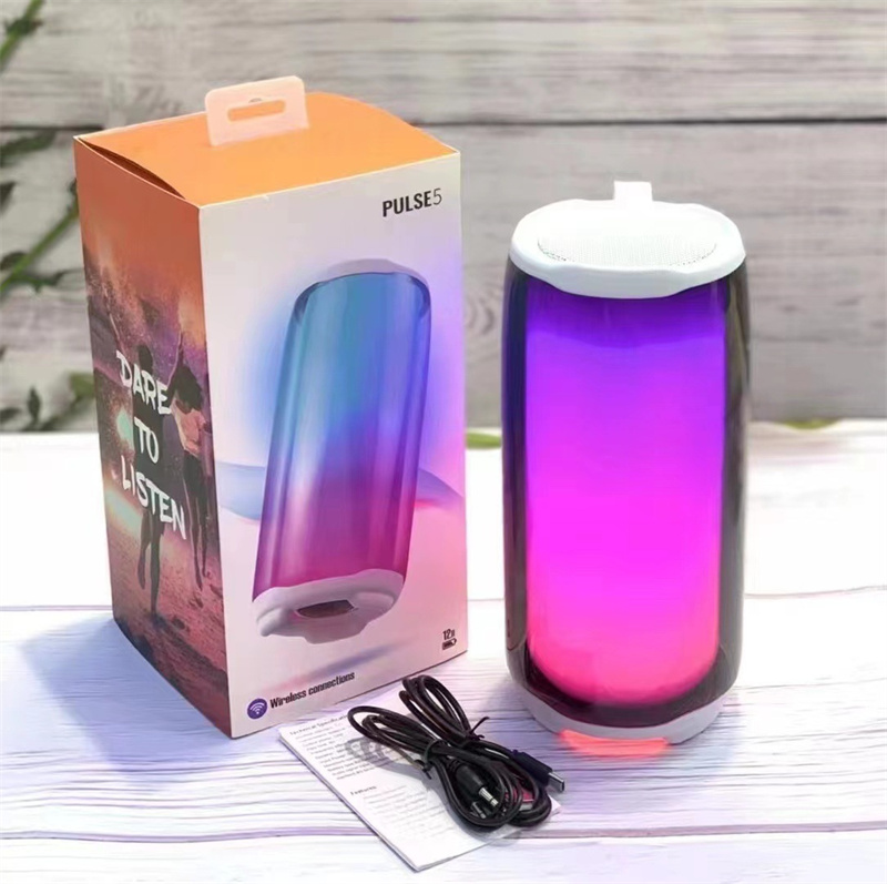 PULSE 5 Bluetooth Speaker Portable RGB Atmosphere Lamp Audio Boombox Outdoor Waterproof Subwoofer With Family K Song Mic Support TF FM AUX Radio Loudspeaker