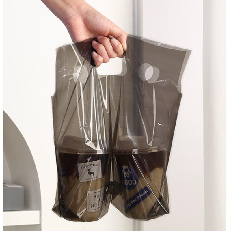 Portable Packaging Bag for Beverages Milk Tea Packaging Bag Disposable Coffee Drinks Universal Plastic handle Bag F2024341