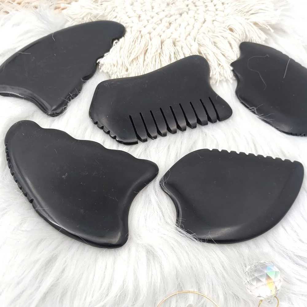 Massage Stones Rocks Natural Bian Stone Facial Gua Sha Kerokan Scraper Tool pour Neck Face Beauty Spa Massage Guasha Skin Care Fade Rikles Spots 240403