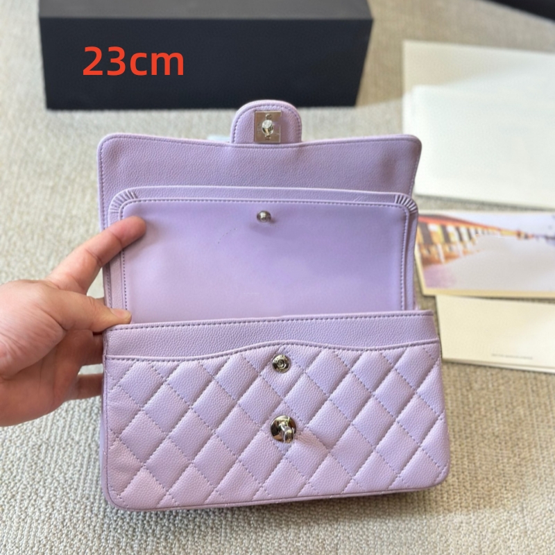 Designer schoudertassen voor dame nieuwe zomer licht paarse kleur koe lederen handtassen 23cm 26 cm hasp kettingzakken paris 7a kwaliteit cross body fashion tas met vouwkist