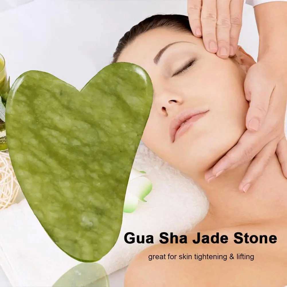 Massageboenar Rocks Jade Gua Sha Stone Natural Jade Facial Tool Board för spa skrapning Massage Tool Antistress Body Care Face Sculptor 240403