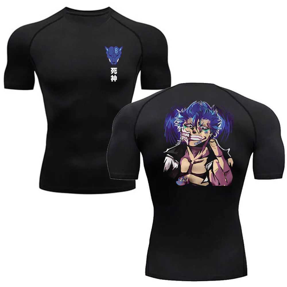 T-shirts pour hommes Anime Bleach Compression Shirt Men Homme Running T-shirt Gym Sports Séchant Sèche Bouxable Black Fitness Sports Body Body Body