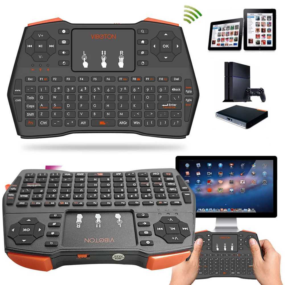 Tangentbord i8 plus 2.4G trådlöst tangentbord Fly Air Mouse Touchpad Spanien Portugal Bluetooth Air Mouse Remote Pekplatta för Android TV Boxl2404