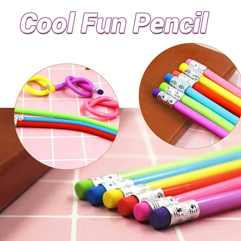 Bleistifte 48 Stcs 7 Zoll Flexibler Weichstifte Weiche Kühle Fun Stift mit Radiergummis Weichstift für Kinder oder Studenten