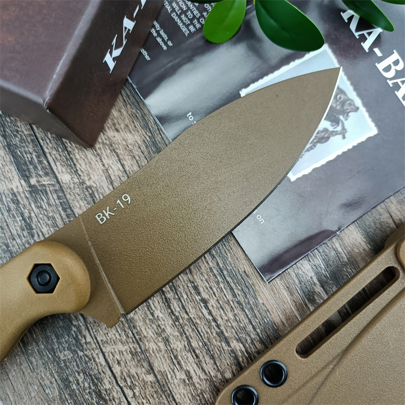 New Ka-Bar Becker BK19 NESSMUK Fixat Blade Knife D2 Tan Nessmuk Blade Tan Nylon Wave Fiber HandleS Combat Military Knives Outdoor Tactical Multi-Hunting Survival Tool