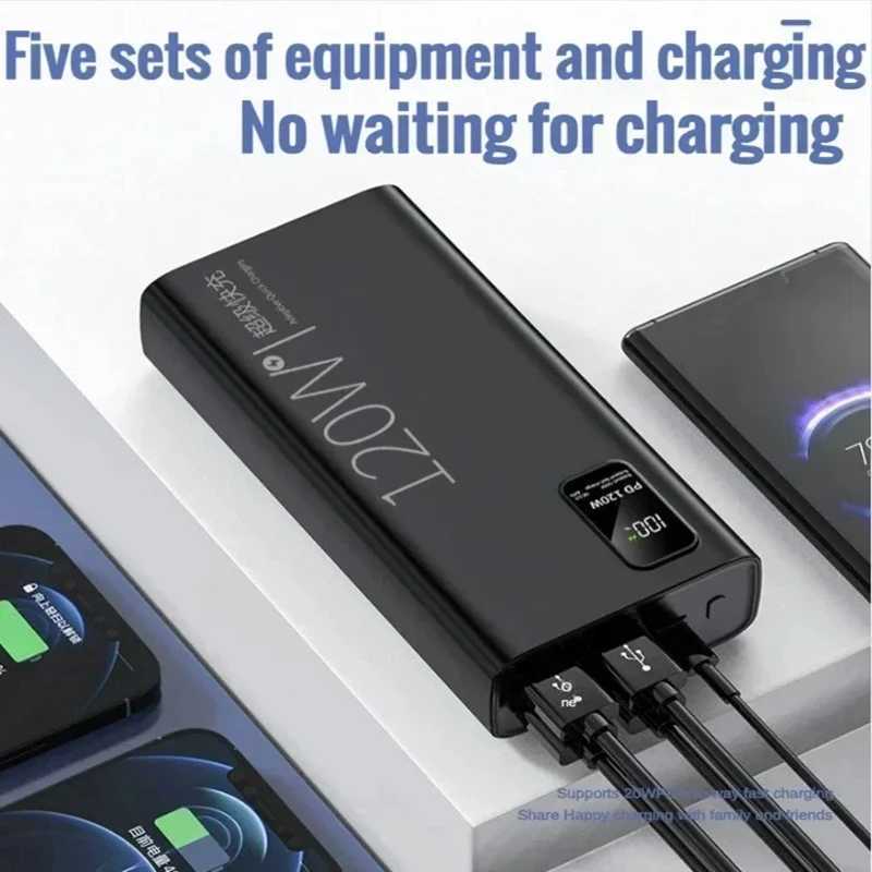 Cell Phone Power Banks 50000 mAh Power Bank 120W Super Fast Charging Big Capacity Powerbank Portable Battery Charger For iPhone Huawei Samsung 2443