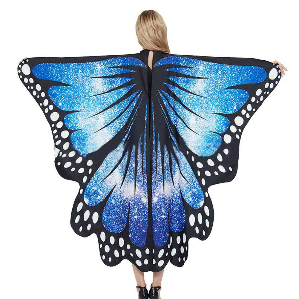 Fairy Butterflies Wing Starry Sky Print Capes Women Lace Up Cosplay Halloween Casos de trajes de festas Party Butterflies Shawl Ponchos