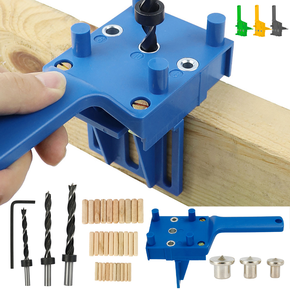 New Oblique Hole Locator Woodworking Positioner Drill Bits Pocket Hole Jig Kit 15 Degree Angle Drill Guide Set Carpentry Tools