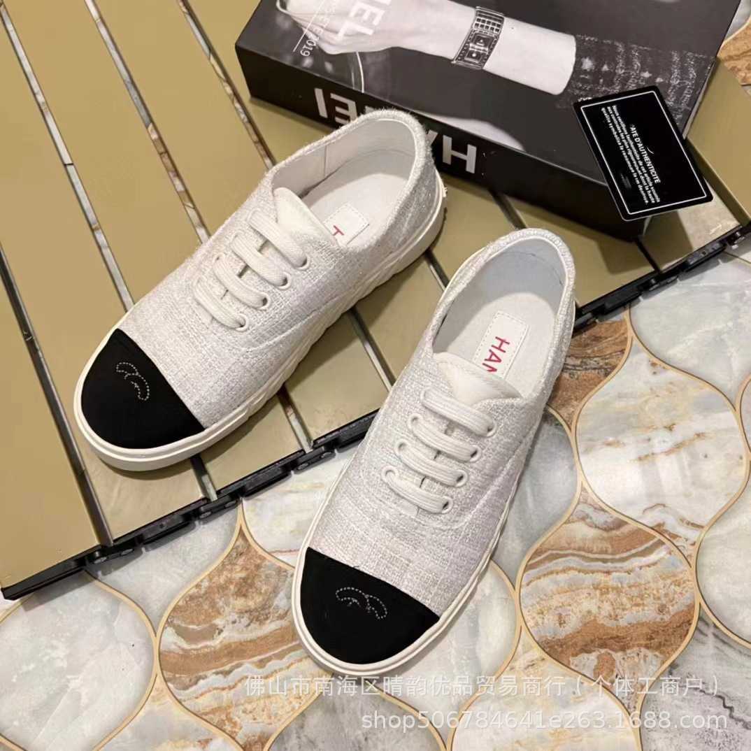 12% OFF Designer shoes Fragrant Wind Canvas Black and Colored Lace up Flat Soles Small White Shoes