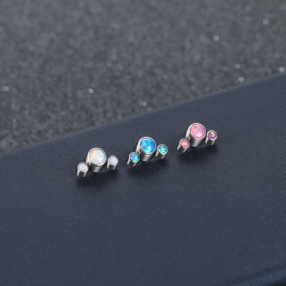 G23 Titanium Micro Dermal Anchor Top Opal Crystal Internally Threaded Ear Tragus Labret Implants Body Piercing Jewelry