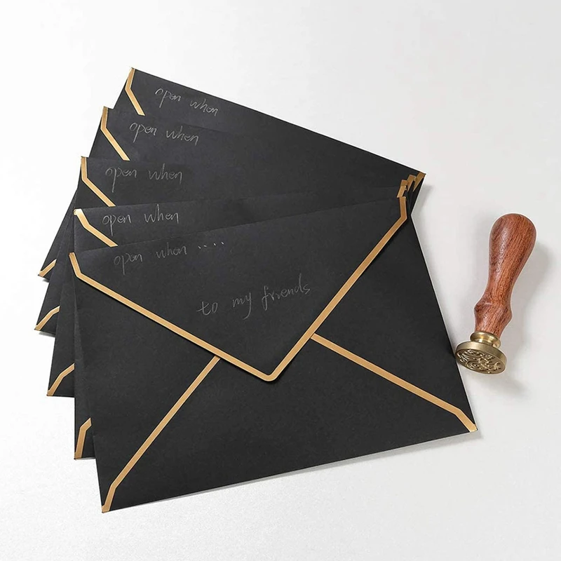 Envelopes 100 Pack A7 Envelopes 5 X 7 Card Envelopes V Flap Envelopes With Gold Borders For Gift Cards Invitations