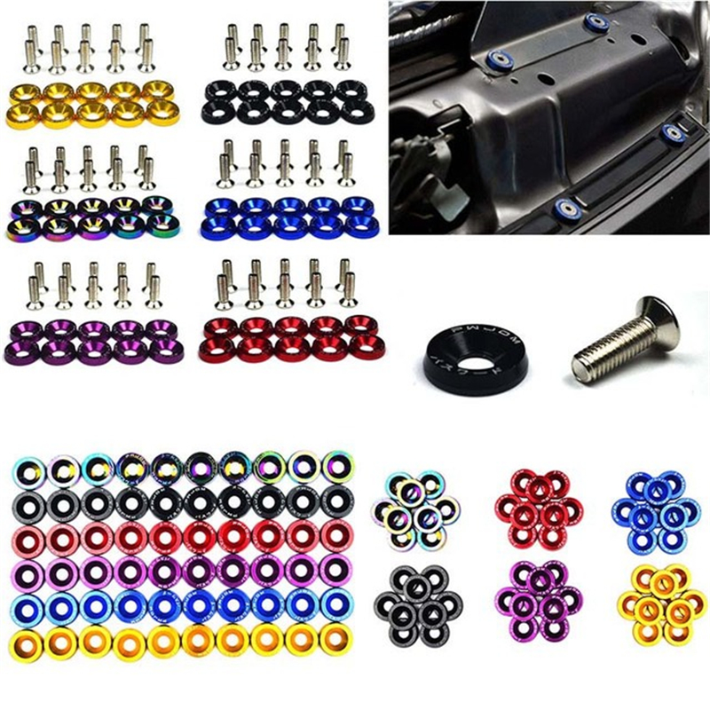 M6 JDM Car Modified Hex Fasteners Fender Washer Bumper Engine Concave Screws Fender Washer License Plate Bolts Car styling
