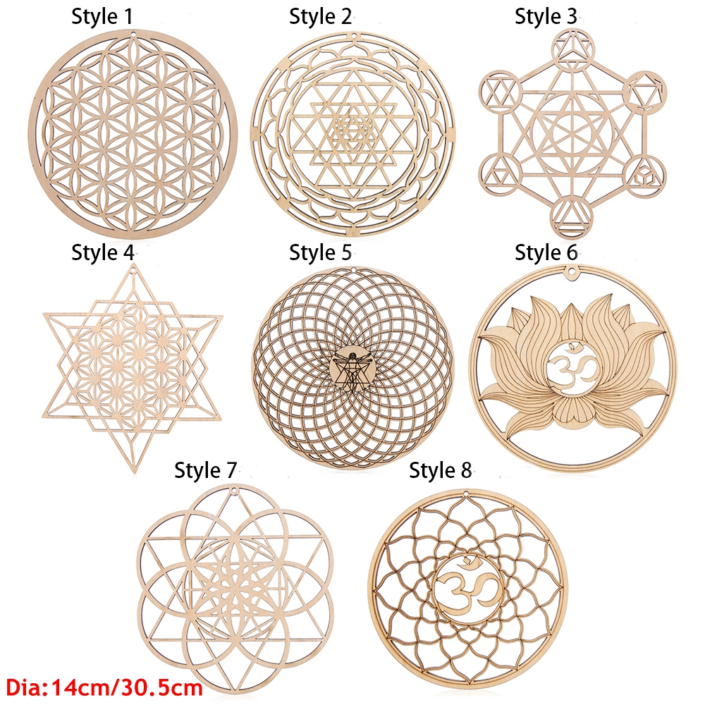 Wood Mur Fleur de vie Forme Art Home Decor Laser Coup Coupte Croaster Set Placemats Table Mat à table Round Tup Pad