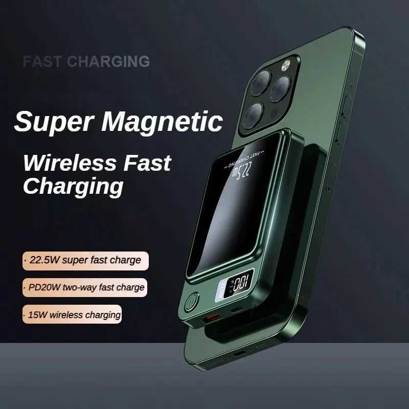 Cell Phone Power Banks 100000mAh Wireless Power Bank Magnetic Qi Portable Powerbank Type C Fast Charger For iPhone15 14 13 Samsung MaCsafe 2024 New 2443