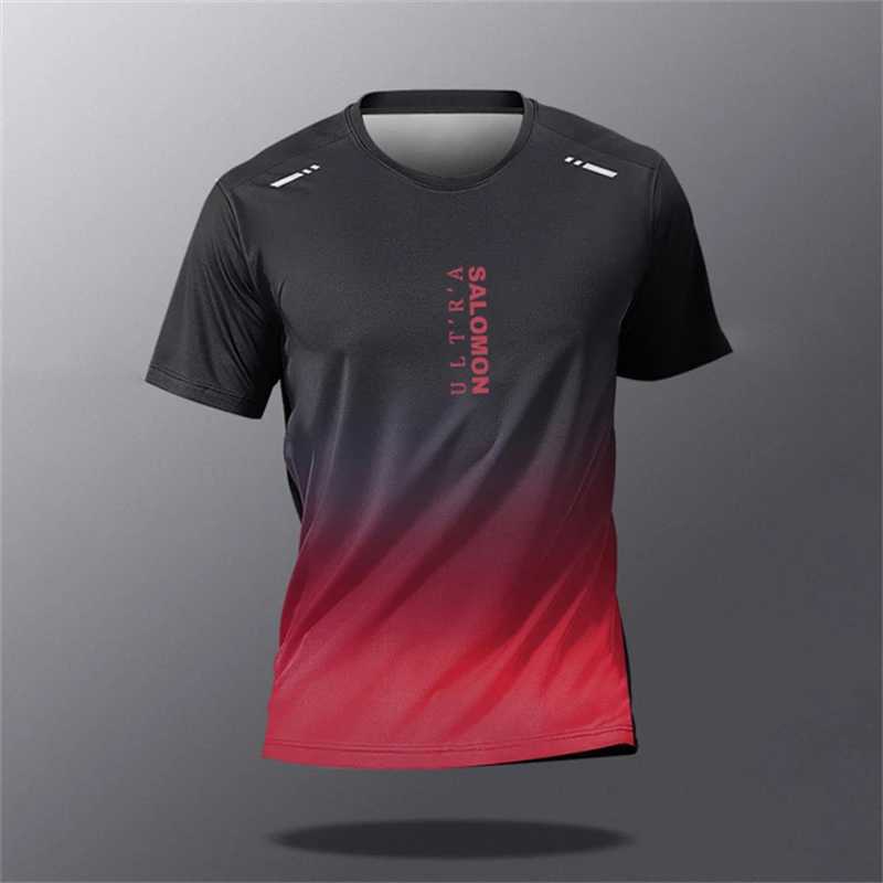 T-shirts masculins T-shirt imprimé dégradé de mode pour hommes Summer Soufflent à manches courtes Tops extérieurs Run Fitness Sports T-shirt