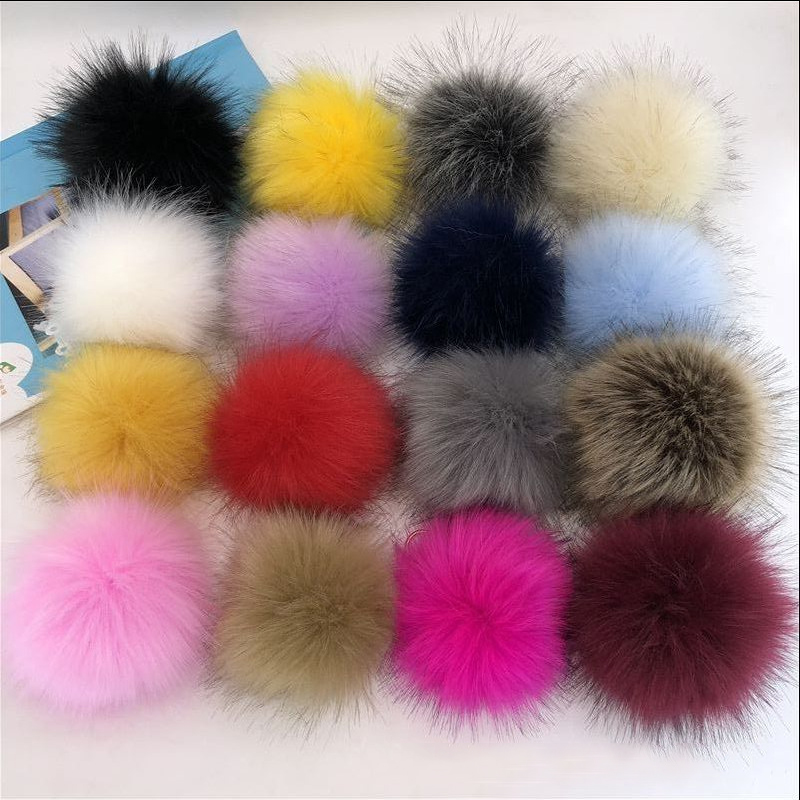 8cm Falso Hairball Hatball Ball Diy Luxury Fur Faux Fox Handmade Hair Multicolor Knit Hat Roupas Acessórios de Roupa Com Branco de Borracha