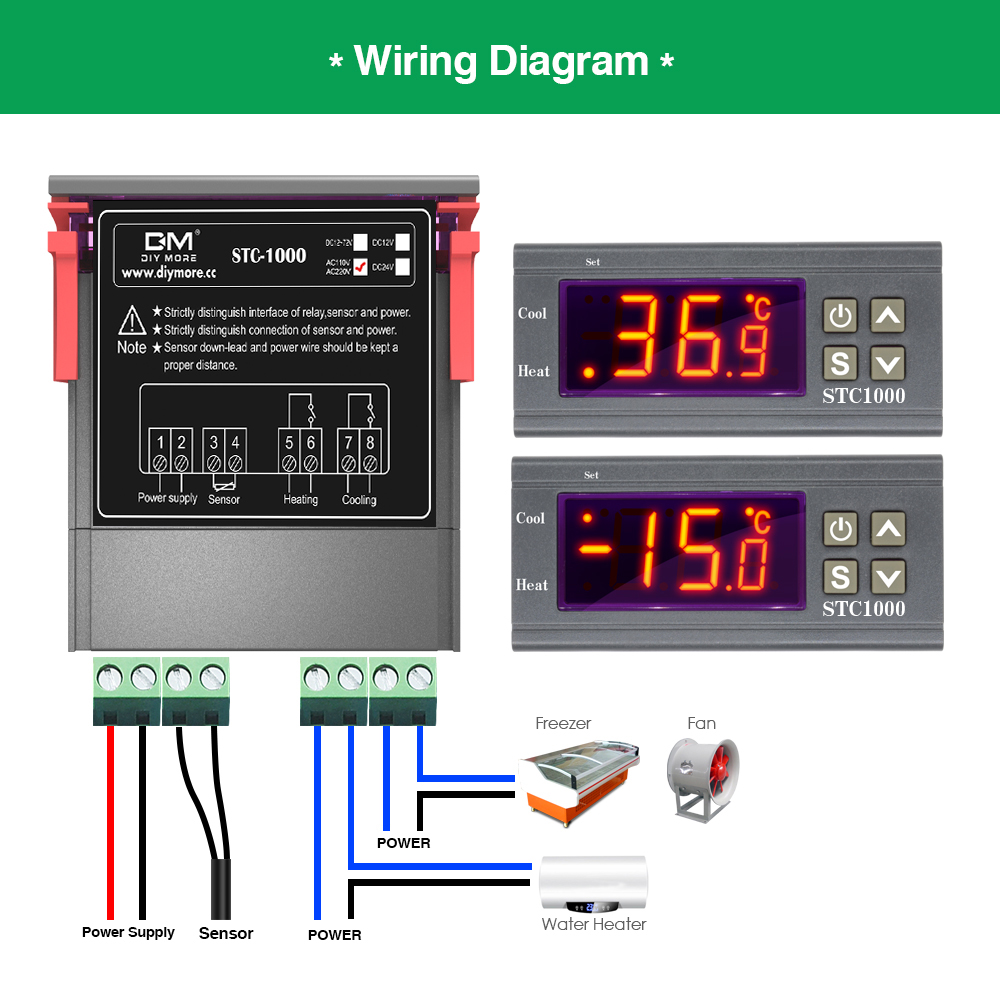 STC-1000 STC 1000 LED Digital Thermostat for Incubator Temperature Controller Thermoregulator Relay Heating Cooling AC 110 220V