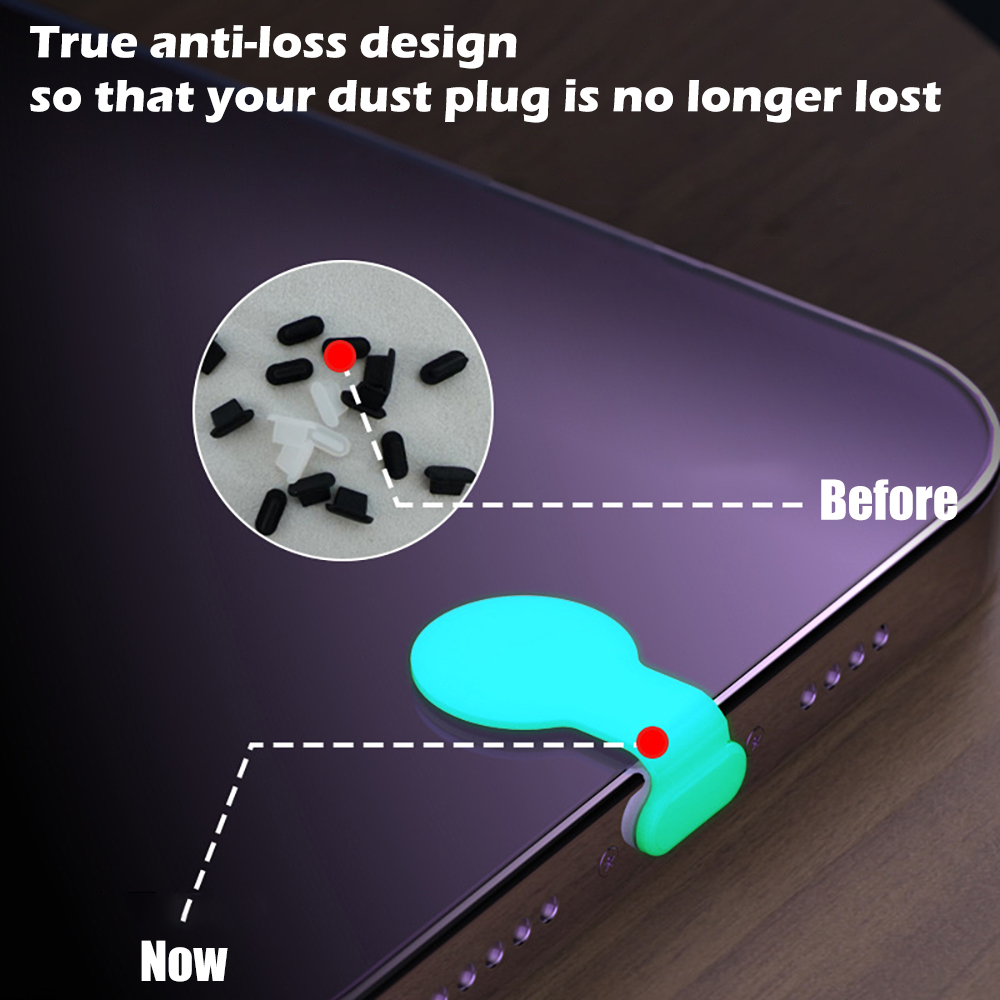Luminous Anti-Lost Dustplugs для Apple iPhone iPad Samsung планшет iOS Тип C Зарядная зарядная зарядная зарядная плавка силиконовой плагин силиконовой плагин