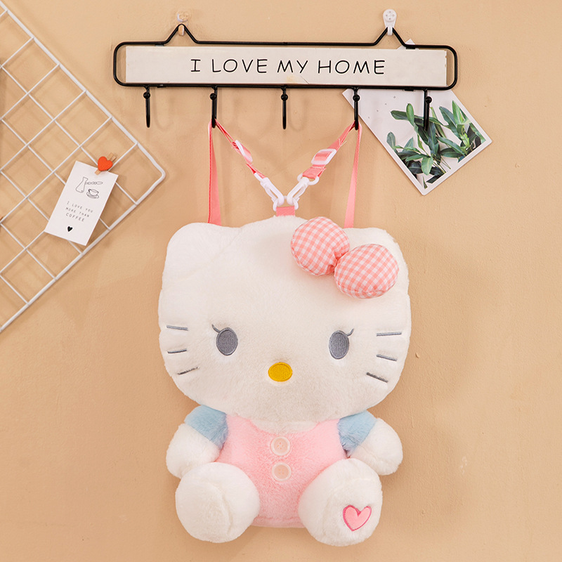 Factory wholesale price 9 styles 32cm Kitty cat plush backpack Kuromi animation peripheral doll backpack children's gift