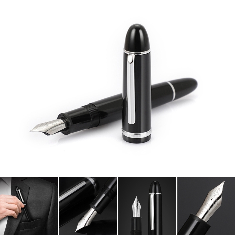 Jinhao- X159 Classic Style Silver Clip Fountain Pen 0.5mm Nib Ink Pens for Gift Office Supplies School Supplies 24BB