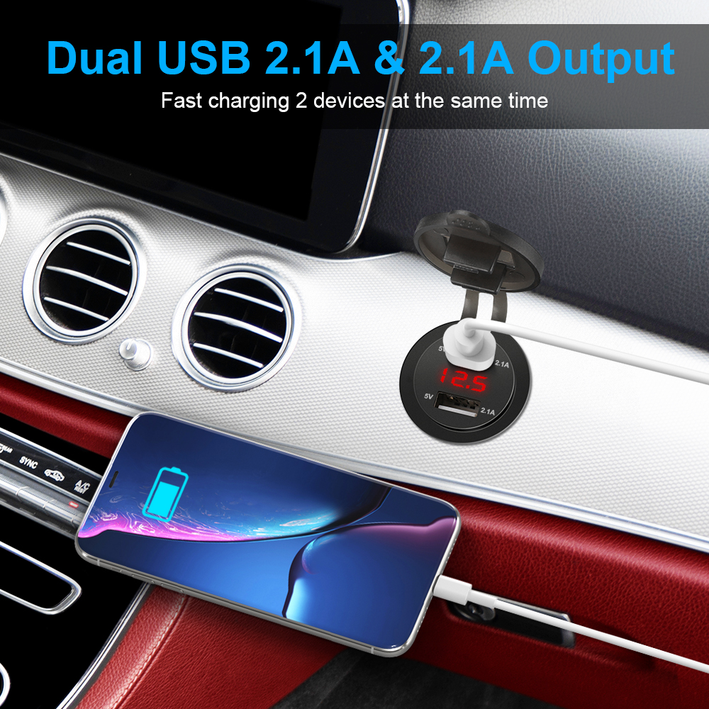 Bloomoto 12V 24V Double chargeur USB Chargeur Fast Charge Pobite légère 4.2a Car Chargeur Fast Charger Jack Jobe de cigare