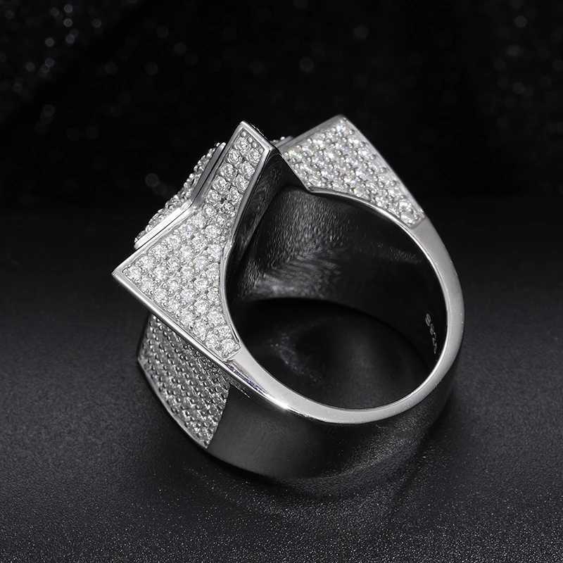 Bandringe hochwertiger Schmuck VVS1 mit Zertifikat Herren Silica Star Ring 925 Sterling Silber Silica Ring Hip-Hop Schmuck Schmuck