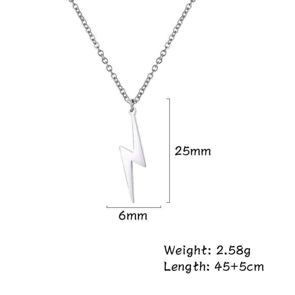 Pendant Necklaces Lightning Pendant Necklace Chain Geometric Stainless Steel Simple Necklace for Women Men Party Ornament Jewelry Accessories