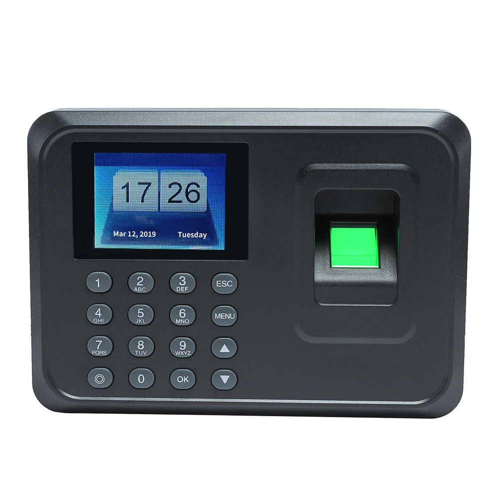 Gravando A5 2.4in TFT Biométrico de impressão digital Sistema de participação no sistema Relógio Recording Dispositivo de gravação Máquina eletrônica plugue da UE
