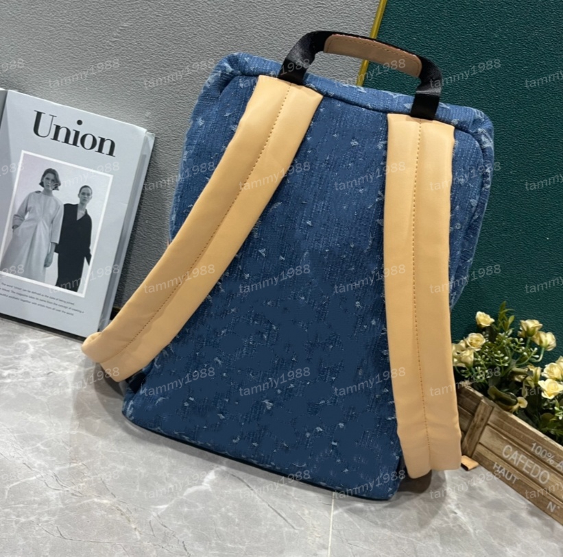 Denim Blue Apollomen Fashion Designer Casual Designer Bags Luxury Backpack Borse laptop Stucchetta Stucktack Borse da viaggio Top M43186 PUASCHE PUASCHI