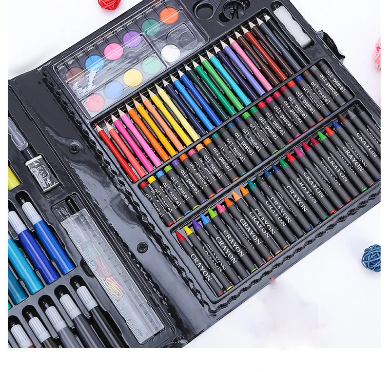 Crayons ezone / set kids crayon ensemble aquarelle crayon couleur crayon étudiant art peinture papeterie brosse cadeaux d'anniversaire d'enfants