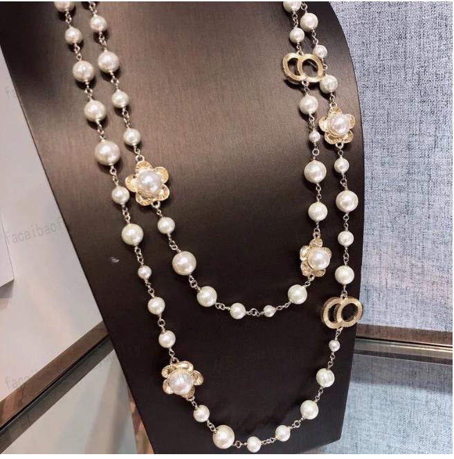 2024 Collares pendientes Collar de perlas con doble alfabeto, joyería de diseñador, collar de mujer de moda de lujo