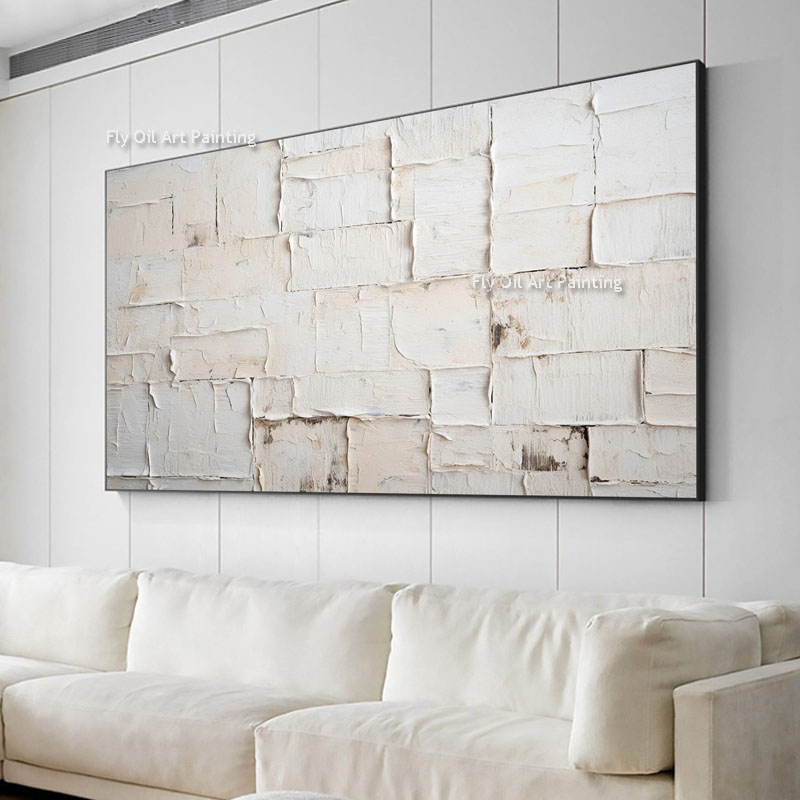 Arte muro di tela testurizzata bianca 100% fatti a mano astratta olio bianco dipinto astratto di pittura tela decorazione muro arte moderna e minimalista la camera da letto soggiorno