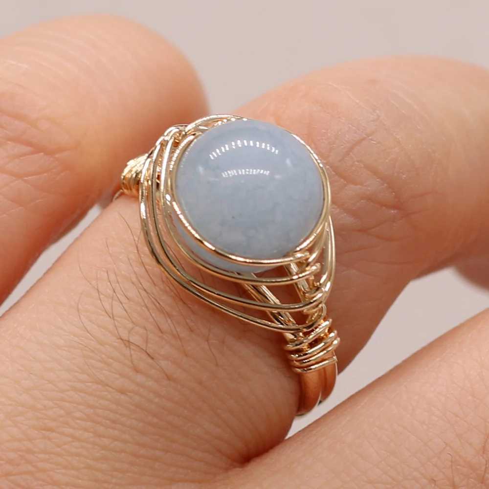 Bandringe elegante handgefertigte goldene Bildschirmverpackung Ball Stein Finger Ring Spirit Therapie Amethyst Achat Ring Frauen Party Schmuck 40402