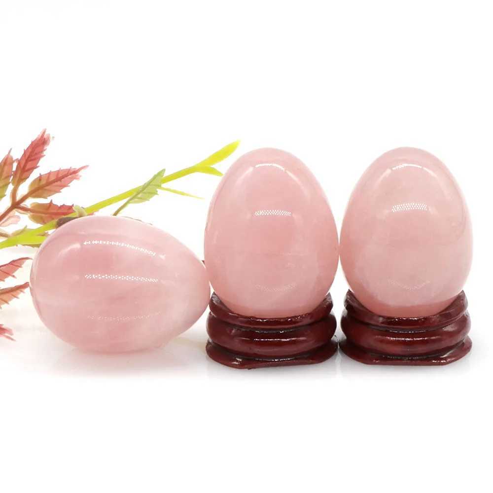 Massage Stones Rocks 30x40mm Natural Gemstone Rose Quartz Ei -vormige Reiki Healing Stone Crystal Massage Minerale Spirituele Decoratie met Stand 240403