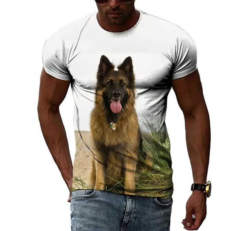 Męskie koszulki Summer Fashion Animal Dog Graphic T Shirts for Men Casual 3D Print TEE HIP HOP HARAJUKU OBSŁODNIE OBSŁUGI DOCISKIE