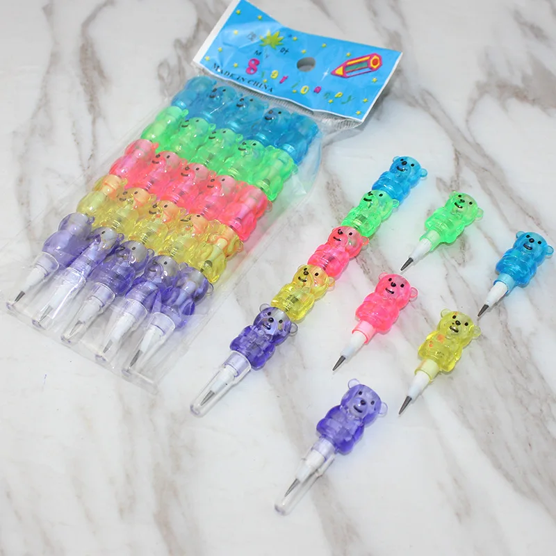 Pencils Kawaii Crystal Bear Mechanical Pencil Creative Automatic Pen stationery gift School Office writing Supplies