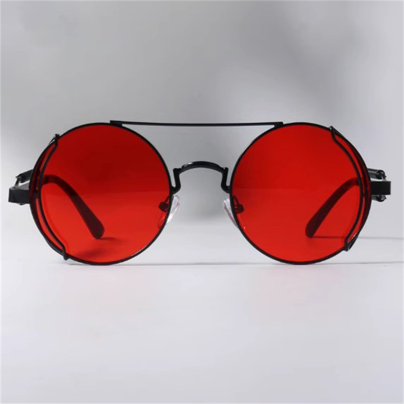 CB Round Sampunk Sunglasses Mens Hollow Double Spring Y2k Red Le futur est un cadre d'espoir Cyberpunk Sun Verres Futuriste personnalisé Cool Cavallo Bianco