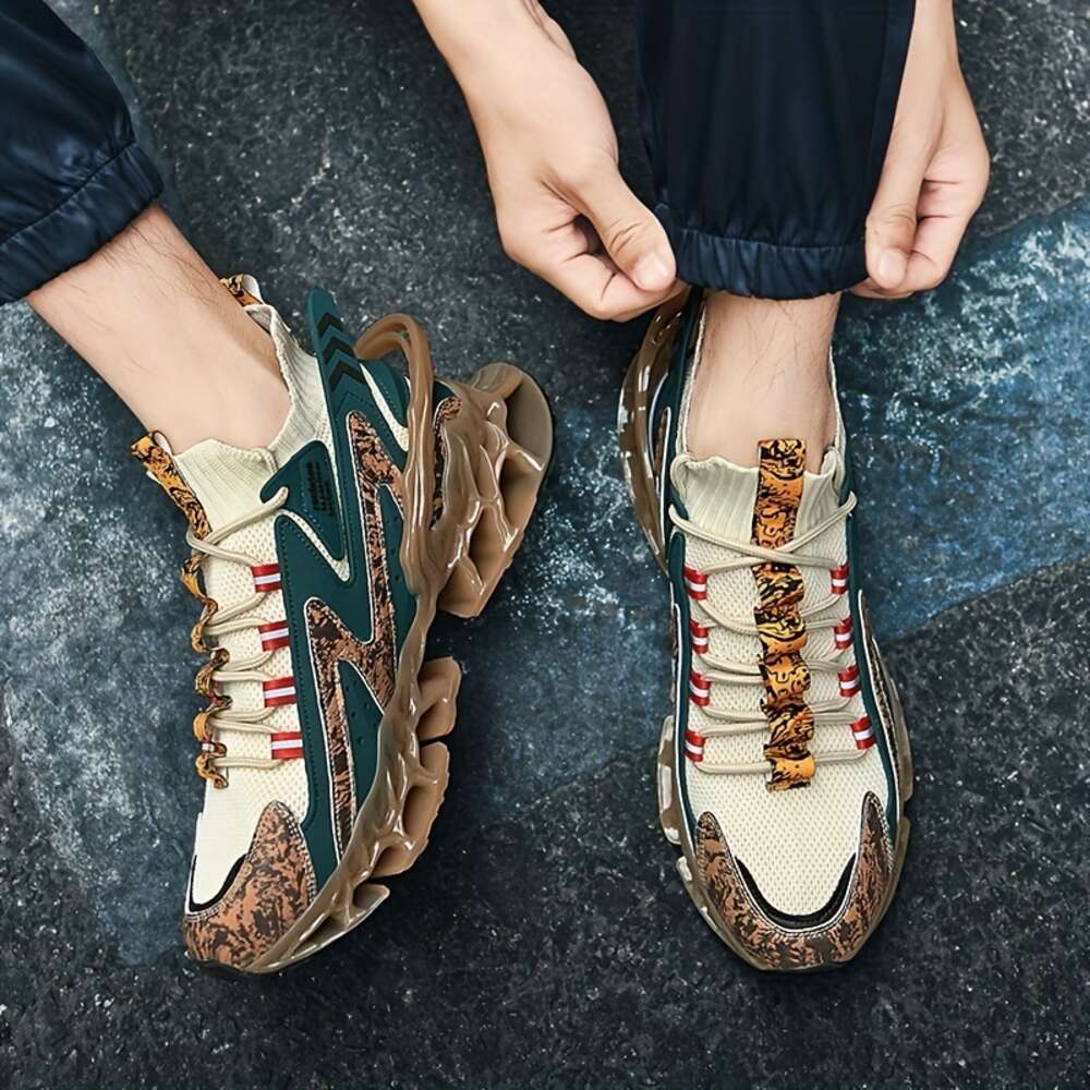 Neue Chinese Landschaftsklinge -Sneaker für Männer - trendiger Farbblock, Schnürung, verschiedene Farben, lässige Wanderschuhe im Freien im Freien