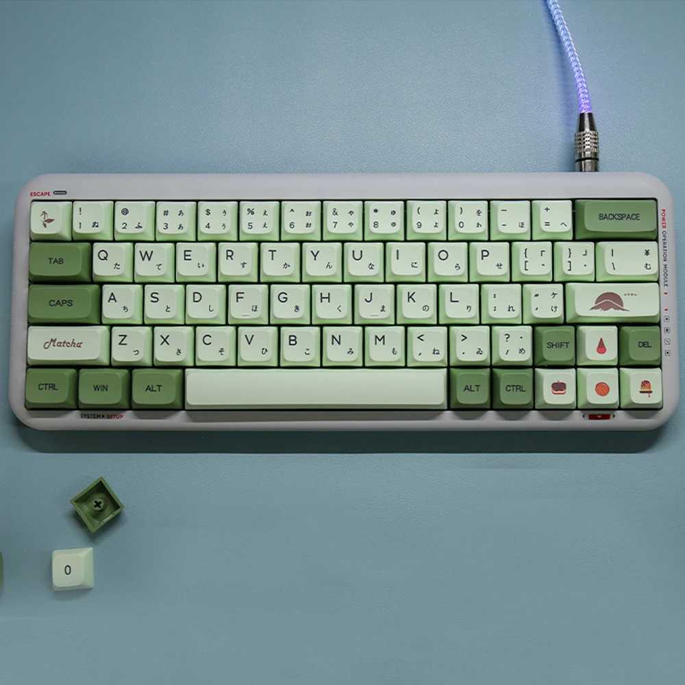 Keyboards Matcha green mechanical keyboard cover dye sublimation XDA English Japanese Russian PBT key cover for cherry MX switchL2404
