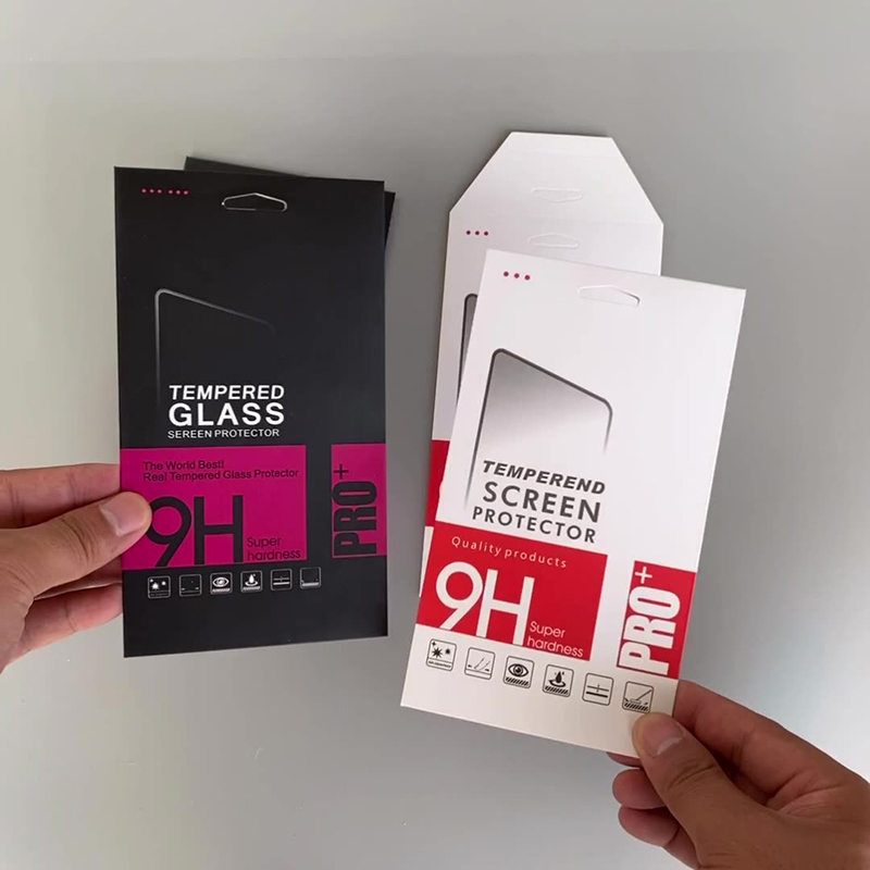 Hohe Qualität 18*10 cm Schwarzpapier Einzelhandelsverpackungsbox/Papierbox/weiße Box für iPhone 15 14 7 6 6 plus temperamentiertes Glas Samsung Screen Protector Film