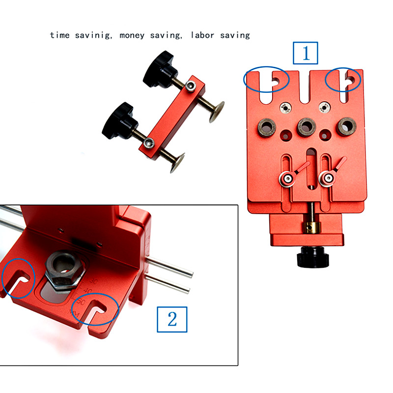 3 In 1 Dowelling Jig Master Kit with 9 Dowel Drilling Sleeves 6mm1/4" 8mm5/16" 10mm3/8" Woodworking Drill Punch Guide